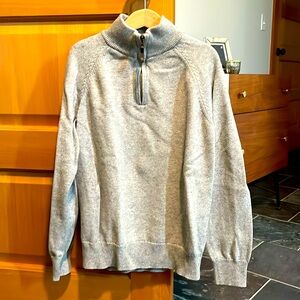 J. Crew Crewcuts grey cotton sweater zip up with leather tab boys size 10.